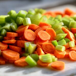 Close-up of a stainless steel fine-mesh strainer resting over a bowl, loaded with bright carrot pulp as fresh juice drips through into the bowl below.