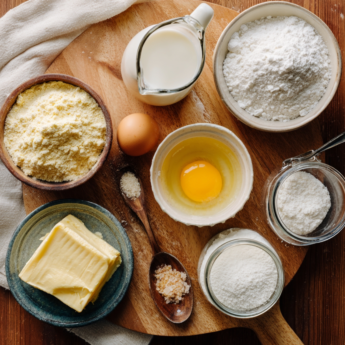 Golden-brown pancake muffins studded with savory sausage crumbles and melted cheese, each crowned with a sprinkle of finely chopped chives and a tiny parsley leaf, arranged in a close, mouthwatering stack that showcases their fluffy, savory interior.