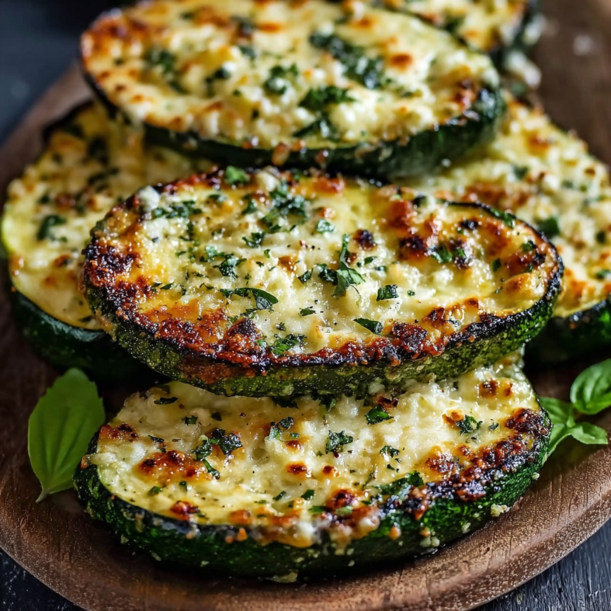 The Best Cheesy Garlic Zucchini Steaks Recips 15 Thick zucchini slices baked in the oven, topped with melted golden garlic cheese and sprinkled with fresh herbs.