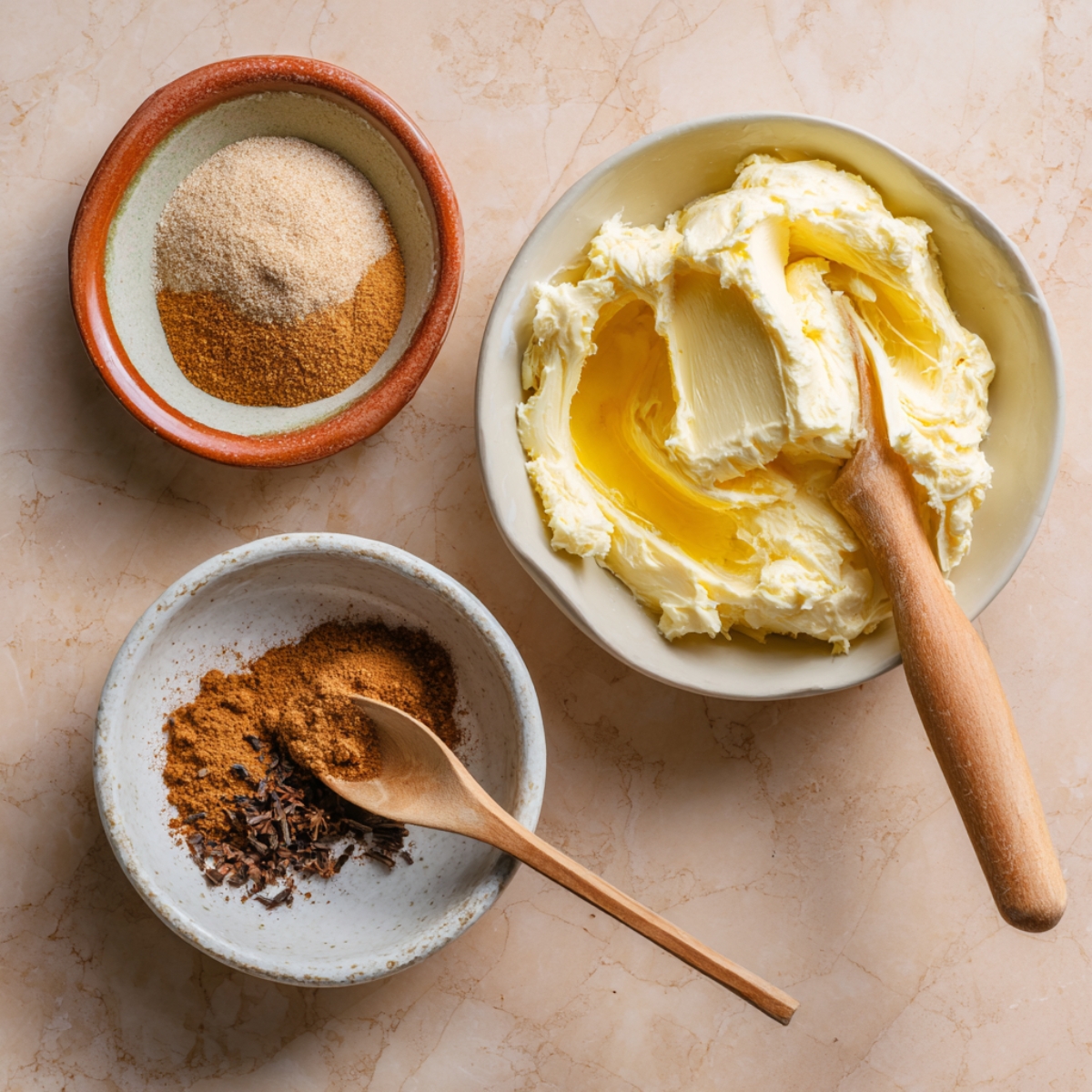 A step-by-step guide or instructions on preparing a flavored hot drink, possibly hot buttered rum, with an image of ingredients and equipment.