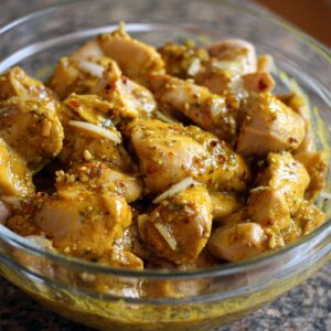 Before marinating, pat the chicken pieces completely dry with paper towels to ensure the marinade adheres well.