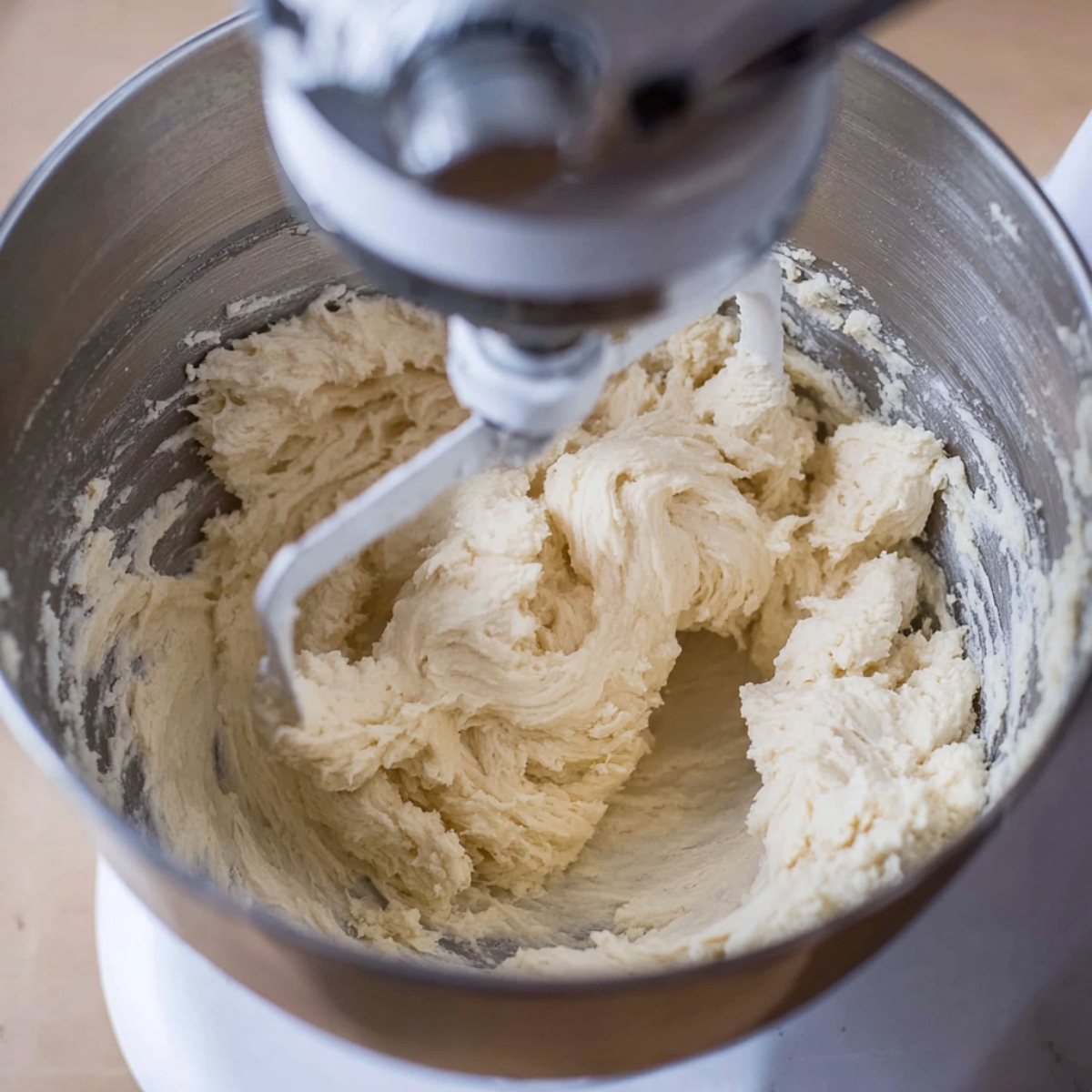 Candy Cane Cookie Recipe | Soft, Festive & Easy to Make 10 "The white dough inside a stand mixer, fully mixed and smooth, ready for shaping."