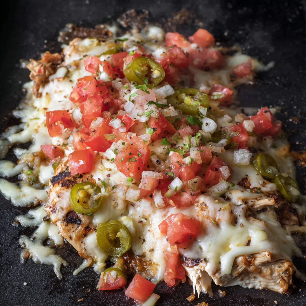 Loaded Torta Sandwich Recipe | Ready in 20 Min 11 Seasoned chicken on a hot griddle topped with melted cheese, diced tomatoes, chopped onions, and sliced jalapeños.