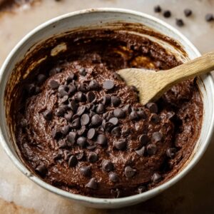 Delicious Pumpkin Brownies Recipe 15 "Chocolate brownie batter with chocolate chips, mixed and ready to be layered onto the pumpkin mixture for a delicious treat."