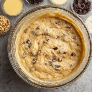 Delicious Chocolate Chunk Banana Muffins Recipe 17 The prepared banana chocolate chunk muffin batter before it's scooped into muffin tins.