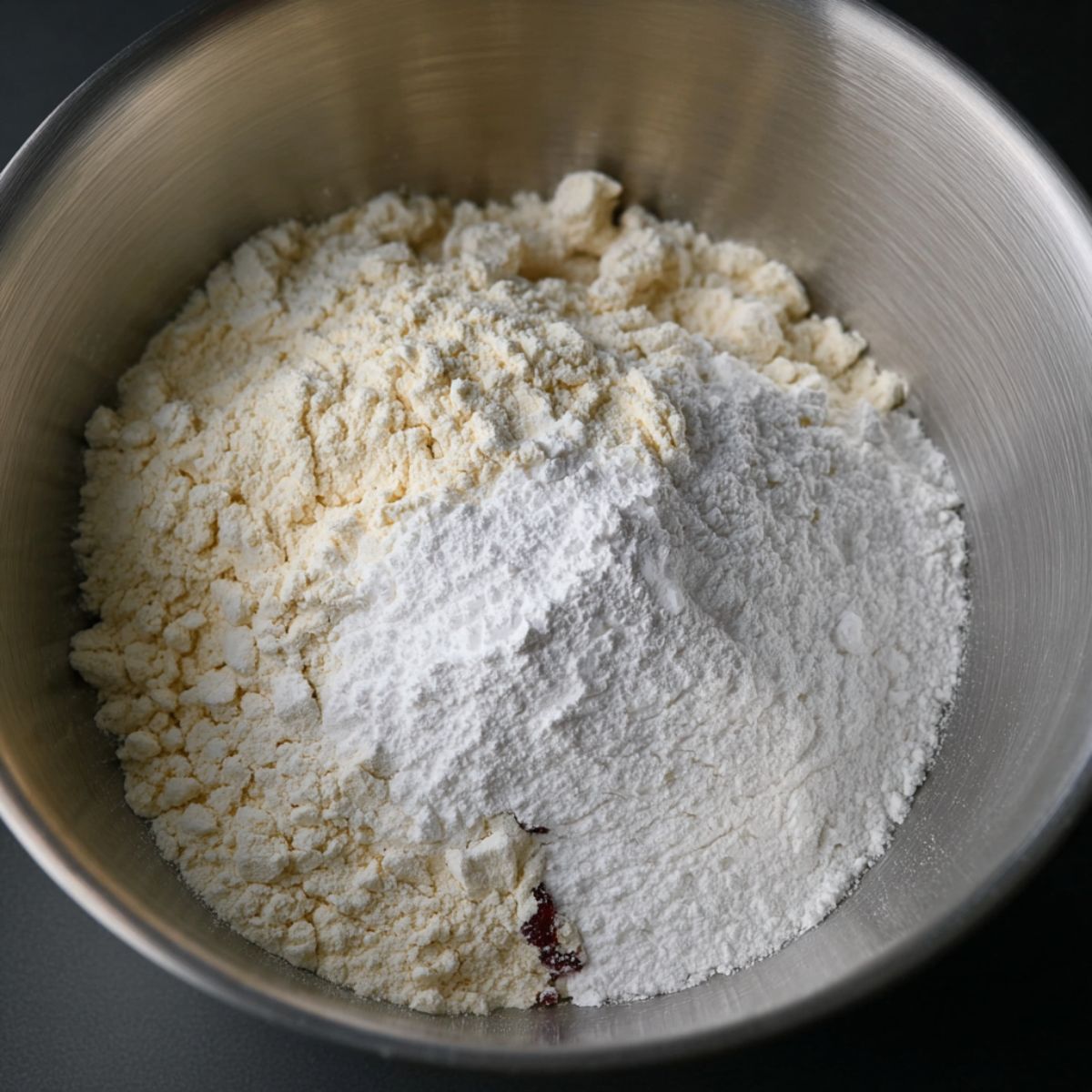 Best Cranberry Cookies Recipe 10 A mixing bowl filled with butter, brown sugar, and white sugar, with a perfect texture, awaiting the addition of other ingredients like cranberries and flour.