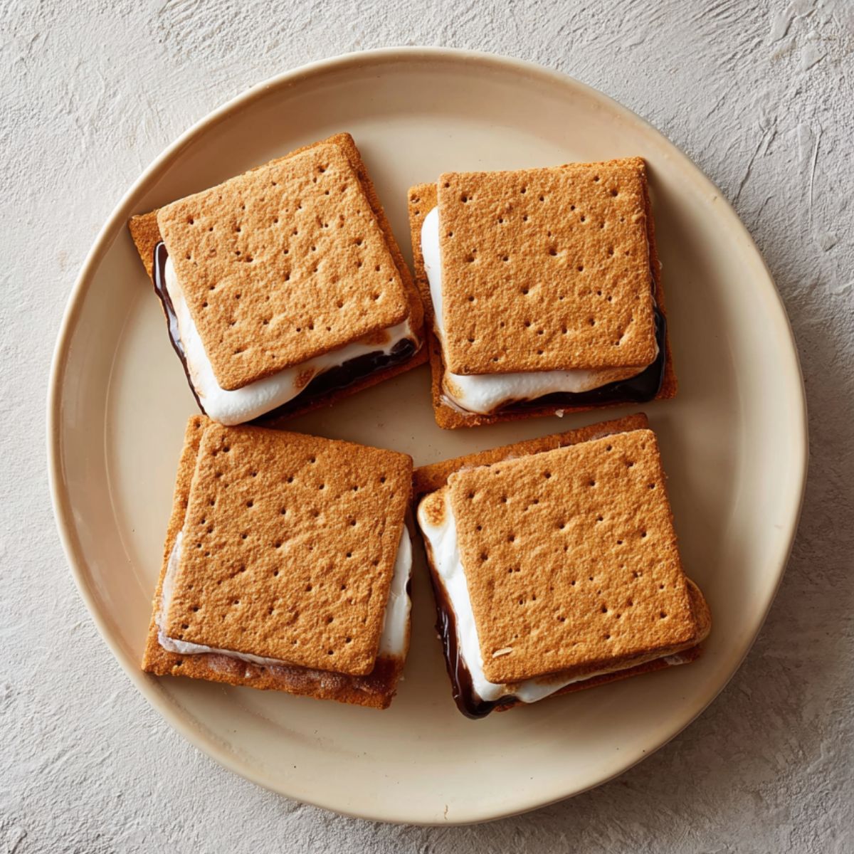 The Best frozen s'mores Recipe 13 Each s’more has graham crackers, melted chocolate, and marshmallow, slightly oozing at the edges.